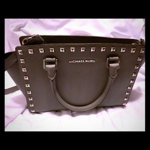 Michael Kors Selma Satchel Silver Studded Bag